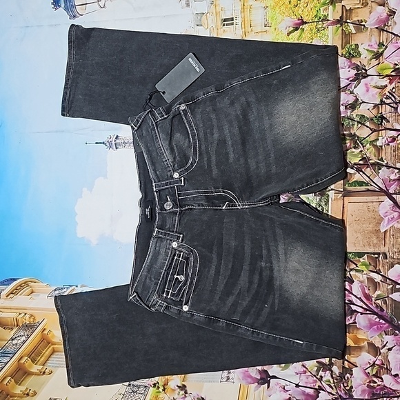 True Religion Ricky Relaxed Straight Jeans Flap Pocket Size 31x34 NWT - Picture 1 of 7